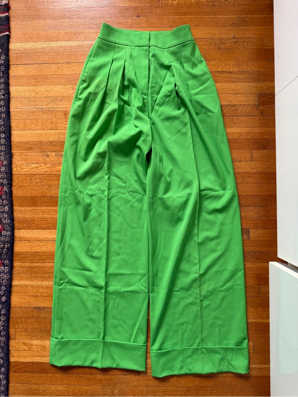 Michael Kors Collection Bright Green Wide-Leg Pleated Trousers
